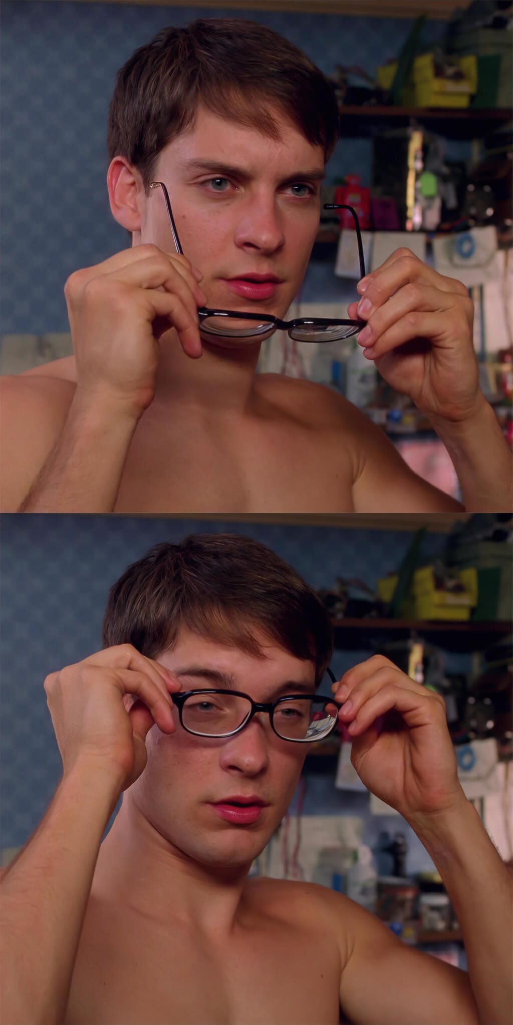 Peter Parker Uses Glasses Meme Template